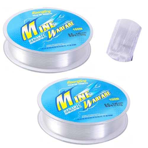 2 Roll Clear Fishing Line Set,100m,17.8kg/45mm Nylon Fishing Lines (Clear)