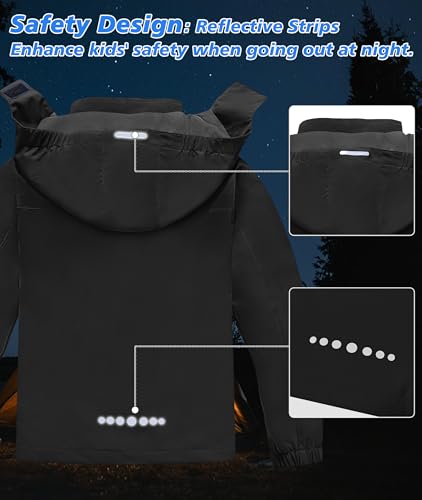 Image of Boys Rain Jacket Kids Lightweight Rain Jackets Waterproof Hooded Windbreaker Outdoor Coats for Boys Girls