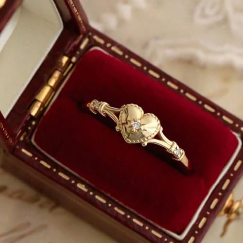 Heart Rings Love Ring Gold Engagement Wedding Chunky Rings Jewelry Accessories Anniversary Birthday Gifts for Women 5