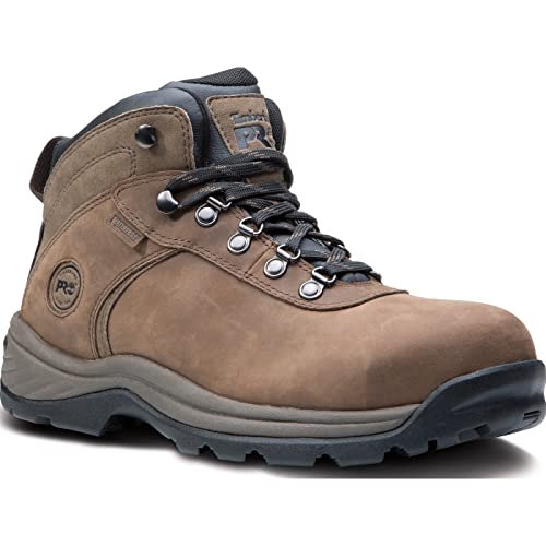 Timberland PRO Bota industrial masculina Flume, cano médio, biqueira de aço, impermeável, Marrom, 11