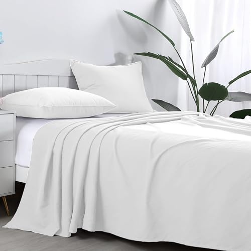 AR Ware Super King Size Flat Sheet 100% Egyptian Cotton 300 TC- Breathable and Fade Resistant - Non Iron Hotel Quality Flat Bed Sheets (275 x 310cm, White)