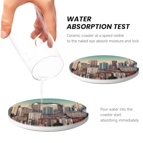 2 Pack Posavasos de Cerámica para Auto con Base de Corcho miniatura 4