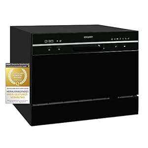 Exquisit Geschirrspüler GSP206-030F schwarz | Spülmaschine 55 cm freistehend | Kleiner Geschirrspüler 6 Maßgedecke | Tischspülmaschine LED Display