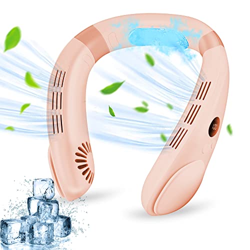 Jawhock Cooling Neck Fan, Hands Free Bladeless Neck Fan with Cooling Plate One-Button Instant Cool Down Neckband Fan 4400 mAh Battery Personal Fan for Outdoor, Travel, and Camping