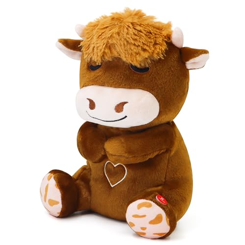 Highland Cow Plush Baby Sleep Soother - Heartbeat Stuffed Animal with Calming Light, White Noise, Shush, and Mother's Heartbeat for Newborns, Boys & Girls - Image 2