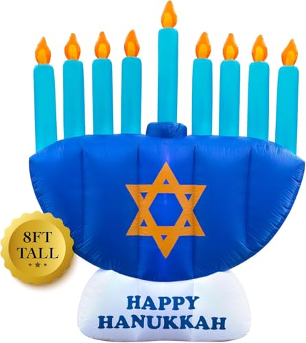 Holidayana Hanukkah Inflatables 8ft Menorah Inflatable Decoration. 8 ft Hanukkah Menorah Inflatable Yard Decor. Chanukah Outdoor Decorations with LEDs and Fan