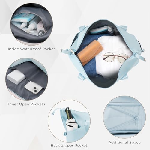 Durable 5-Piece Luggage Set with USB Port - 20-Inch Hard Shell Suitcase & Travel Bag, Blue2