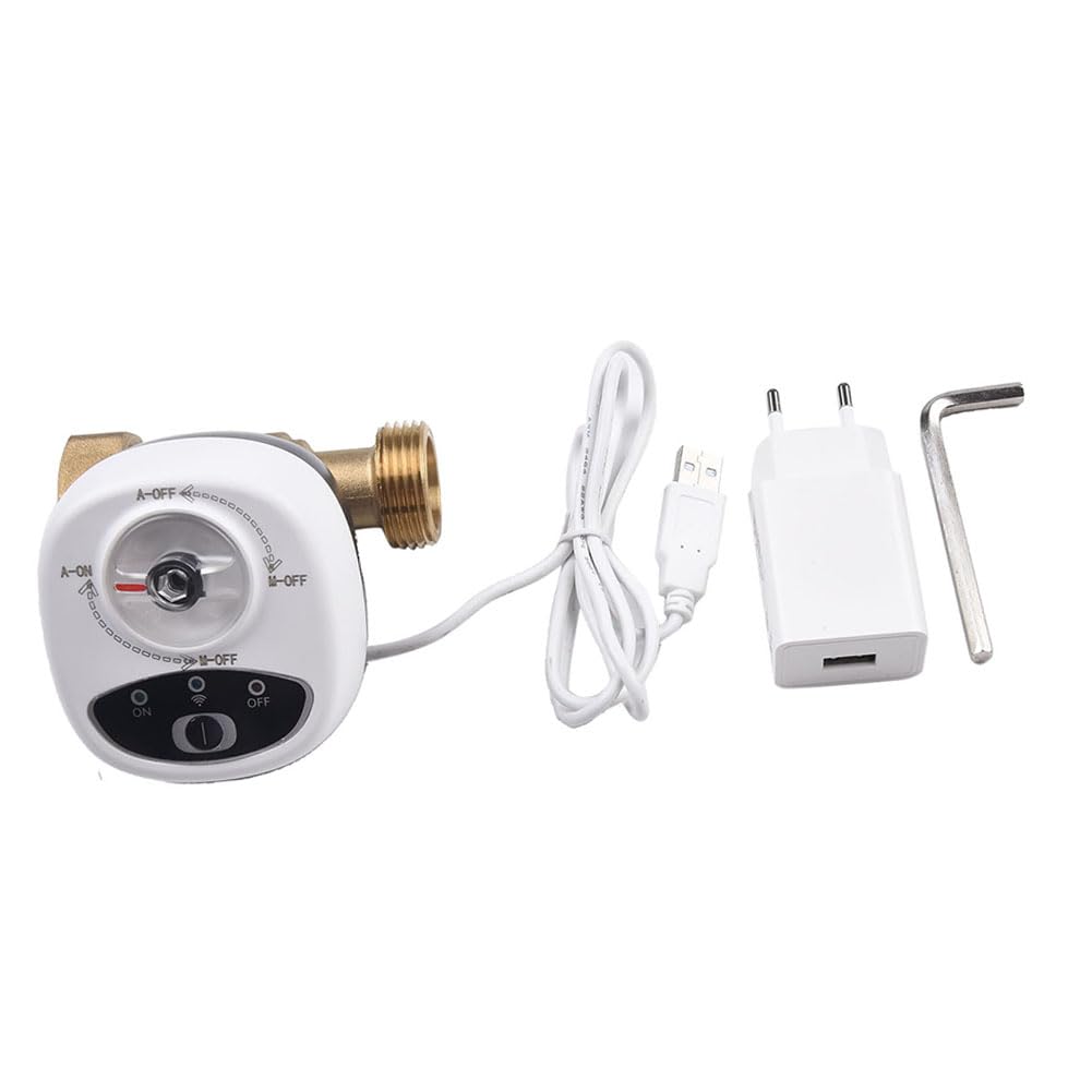 Válvula de bola eléctrica inalámbrica, Válvula de agua WiFi inteligente, Control inalámbrico de agua y gas válvula de cierre para tuberías DN15/20/25, temporizador y alarma (-EU-DN25)