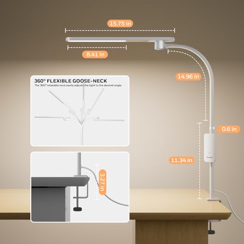 Image of Honeywell HJ2 Clip On LED Desk Lamp with Clamp, Adjustable Reading Light