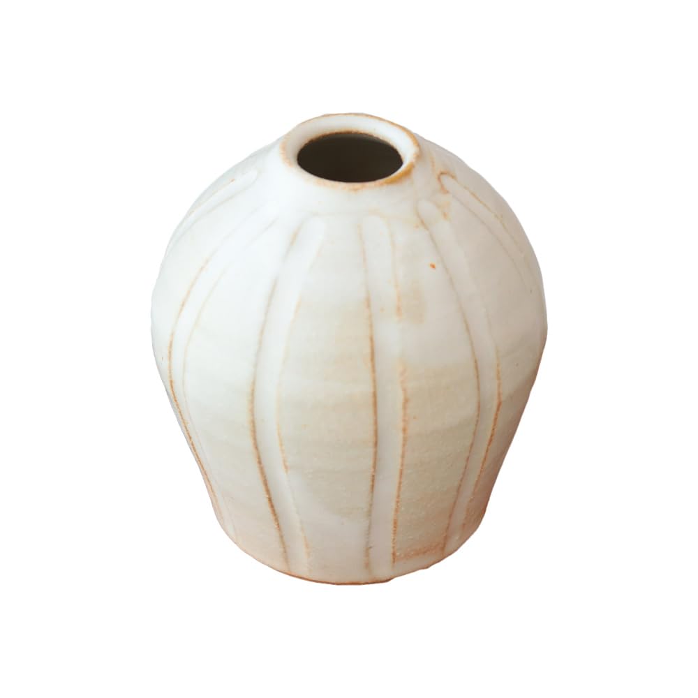 Amazon.co.jp: 暮らしの彩り わかさま陶芸 花瓶 1個 益子焼 しのぎ