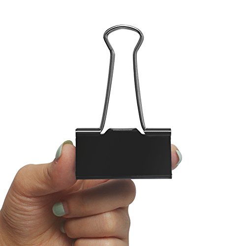 Heqishun Extra Large Binder Clips 2 inch Jumbo Binder Clips 24 Pack Big Metal Paper Clamps Black - Thumbnail 4