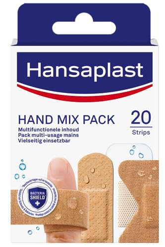 HANSAPLAST 20 cerotti Mix-Pack Mani, medicazioni universali resistenti all'acqua e allo sporco, medicazioni pre-tagliate speciali per dita