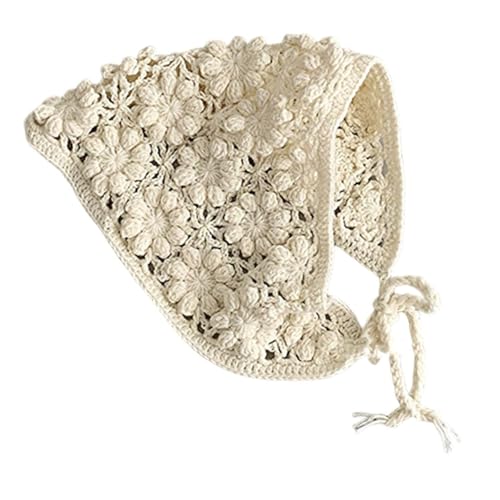 Crochet Hat, Adjustable Knit Baby Head Scarf Delicate Openwork Pattern Comfortable For Infants Kids Pastoral3