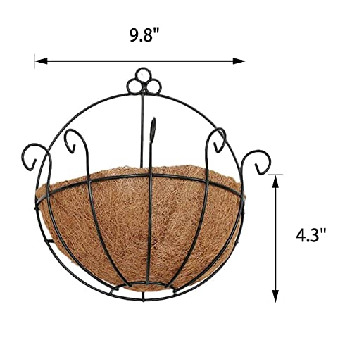 Orgrimmar 2 Pcs Iron Wall Hanging Planters Basket 9.8 Inches Half Round Plant Flower Wall Holder With Coco Coir Liner Plant Hanger Decoration For Garden Porch Balcony Indoor Outdoor #TOP1