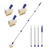 V-förmige Drahtbürste: Mit 3 reihen dreieckiger messingborsten am holzkopf der unkraut entferner, langlebig und robust, die V-förmigen borsten der unkrautvernichter pflasterfugen passen perfekt in die risse und zwischenräume zwischen einfahrten und terrassensteinen, um alle unerwünschten moose und unkräuter zu entfernen, qualitätswerkzeug zur fugenkratzer mit stiel für den täglichen gebrauch