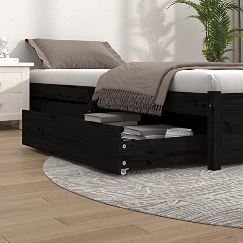 Gecheer Cassetti per Letto 2 pz in Legno Massello di Pino Nero,Cassetti da Letto,Cassetti sotto Letto,Cassettoni sotto Il Letto,Cassettoni Sottoletto