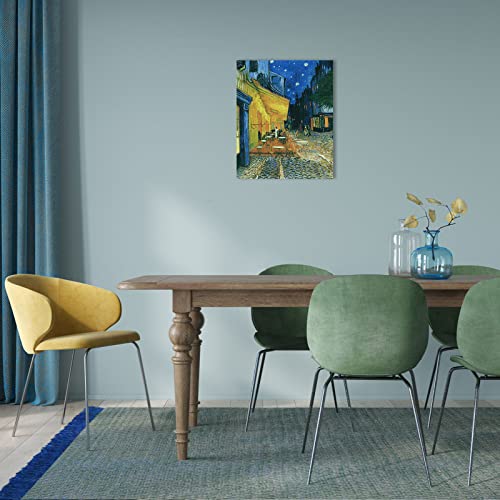 Van Gogh Canvas Wall Art: Café Terrace At Night Oil Painting Picture Reproduction Bedroom Decor - Famous Art Prints Modern Artwork Framed Poster Home Decoration 12 X 15" #TOP3