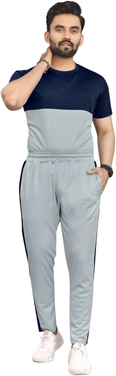 Cotton Blend Night Suit/Summer Suit for Men, Regular Fit Half Sleeves T-Shirt & Lower Set | Soft Cord-Set Track Suit for Boys | Ideal for Casual Outings, Gym, Workout, Sports