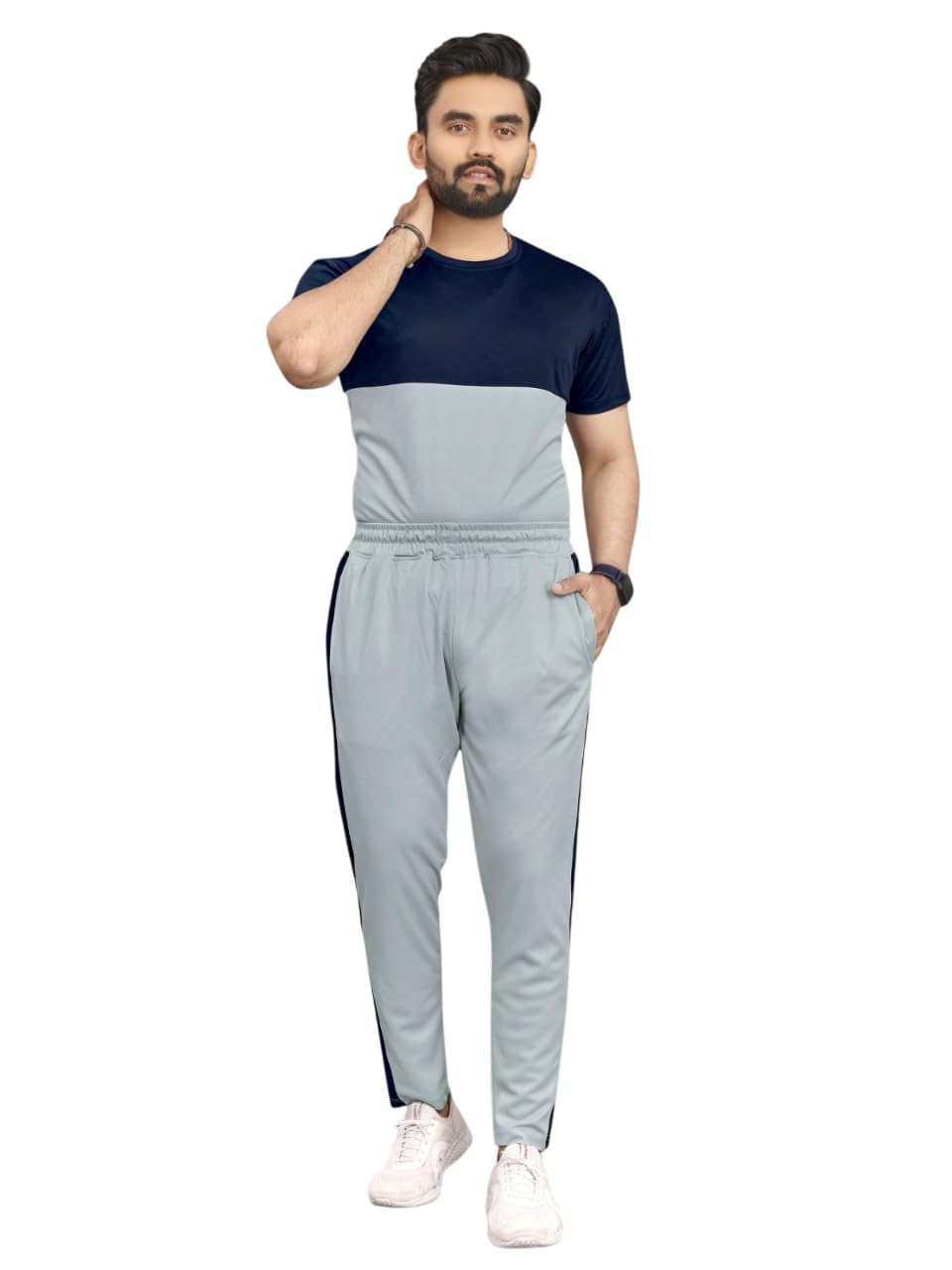 Cotton Blend Night Suit/Summer Suit for Men, Regular Fit Half Sleeves T-Shirt & Lower Set | Soft Cord-Set Track Suit for Boys | Ideal for Casual Outings, Gym, Workout, Sports-picture-54
