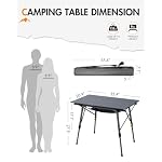 Portal Outdoor Folding Portable Picnic Camping Table with Adjustable Height Aluminum Roll Up Table Top Mesh Layer, Dark Gray - Image 2