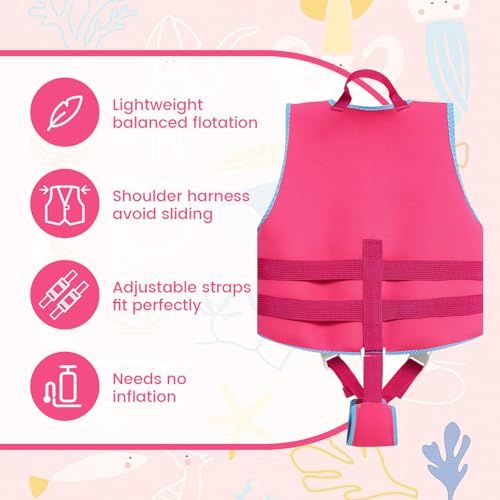 Zeraty Toddler Swim Vest Kids Float Jacket Swimming Aid for Children Girls and Boys 20-30-40-50-60-70-80 lbs with Dual Adjustable Safety Straps - Thumbnail 4
