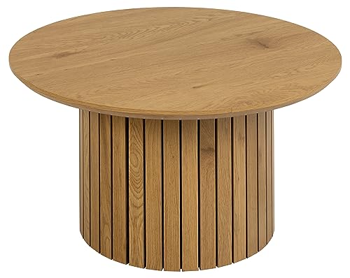 AC Design Furniture Yaron Table Basse Ronde en chêne Sauvage avec Pied en Lattes Avant 80 x 42 cm