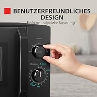 Toshiba MW2-MM20PF(BK) Mikrowelle/Solo-Mikrowelle / 20L / 800W / 5 Leistungsstufen mit praktischer Auftaufunktion/LED-Beleuchtung im Innenraum/Schwarz – Ansicht 7