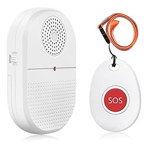 ChunHee Wireless Caregiver Pager Call Button Nurse Alert System Call Bell for Home/Elderly/Patient Emergency Vibration Pager 1 Transmitter+1 Receiver(800+Feet Operating Range) Cover