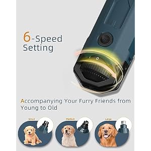 Dog Nail Grinder Super Quiet (45 db) 6-Speed pet nail grinder with 2 LED Lights 12000RPM & Professional 3 Grinding Ports Rechargeable Dog Nail Trimmer for Large Medium Small Dogs with Dust Cap