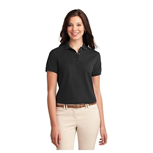 Port Authority L500 Ladies Silk Touch Polo - Black - Large