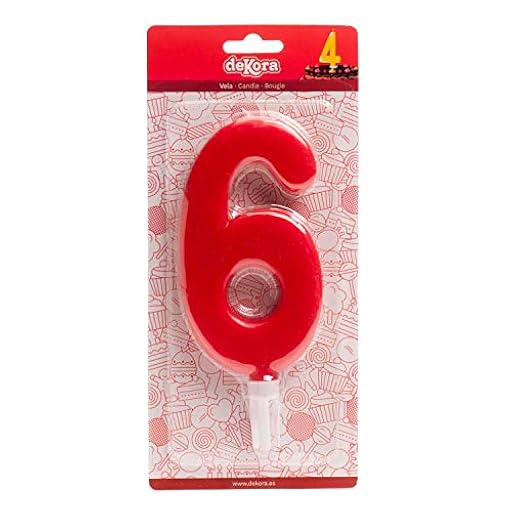 Dekora Vela De Cumpleaños Gigantes Número 6, Rojo, 15 Cm | Ya disponible en tu tienda friki favorita! En mundofriki.es!