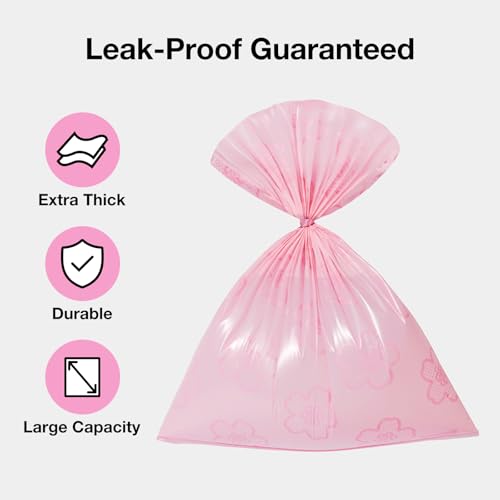 VETRESKA Dog Poop Bag Dispenser with Cherry Blossom Scented Bags, Leak Proof and Extra Thick Pet Waste Bags 1 Poop Bag Holder and 225 Bags for Walking Dogs & Cats Litter