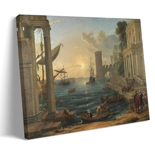 Affiche de Scène Maritime Exquise Claude Lorrain Peinture sur Toile Premium avec Cadre