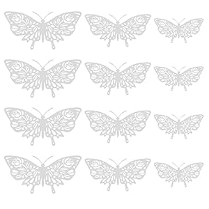 YOCIA 12 stuks 3D vlinderstickers, vlinder muurdecoratie vlinderdecoratie hol snijwerk vlinder bruiloft…