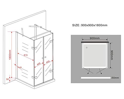 Benito U-Form Duschkabine 90x90x185 Cm Mit Duschtasse – 8 Mm ESG Glas, Lotus-Effekt