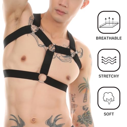 Image of Mens Harness Belt Nylon Elastic Body Shoulder Strap Sexy Halter Club Wear Cosplay Costume