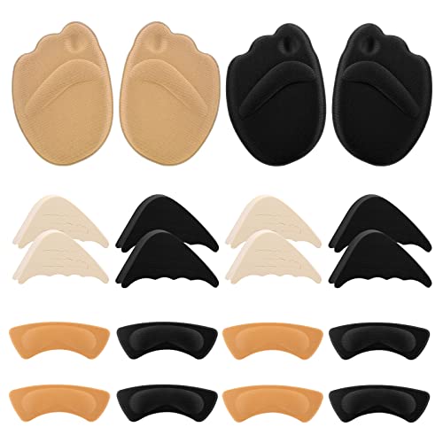 Cosa ottieni: il pacchetto include 10 paia di riempitivi in ​​schiuma per la punta delle scarpe con tacco alto, 4 paia di inserti antiscivolo per il tallone, 4 paia di solette e 2 paia di tappetini, 2 pezzi di ogni colore tra cui nero e beige a soddisfare le vostre diverse esigenze soddisfare