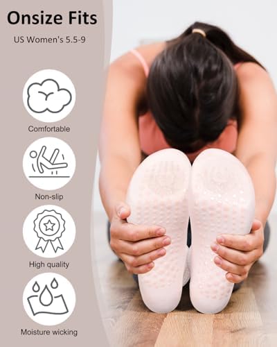 Cseece 4 Pairs Pilates Socks Women Non Slip, Reformer Yoga Grip Socks — view 3