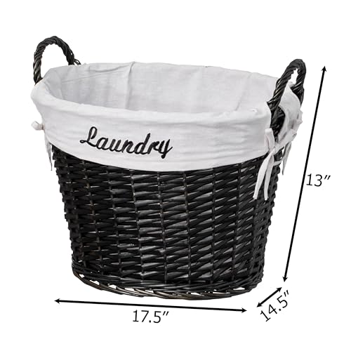 Wickerwise Handwoven Laundry Basket with Liner & Handles - Boho Decorative Storage Hamper for Clothes Blankets Pillows and Towels - Ideal for Laundry Room Bathroom Bedroom and Living Room, Black by WICKERWISE - Image 4