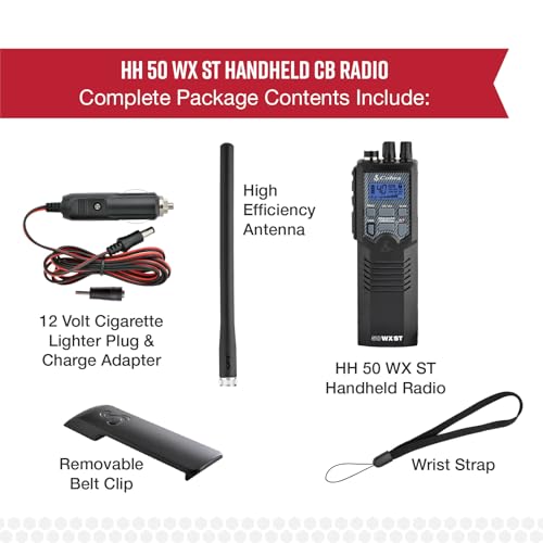 Image of Cobra HH50WXST Handheld CB Radio - Emergency Radio with Access to Full 40 Channels and NOAA Alerts, Earphone Jack, 4 Watt Power Output, Noise Reduction and Dual Channel Monitoring, Black (Pack of 4)