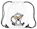 Shirtinstyle Kinder Gym Sack Turnbeutel Tiermotiv Lemure Farbe Weiss