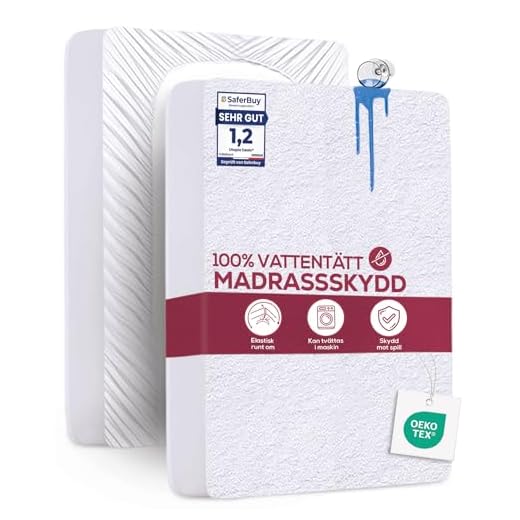 Utopia Sängkläder Premium 200 GSM 100% Vattentätt Madrasseringsskydd, Bomullsfrottémadrassöverdrag, Andningsfunktion, Passform Runt Elastik (160 x 200 x 30 cm)