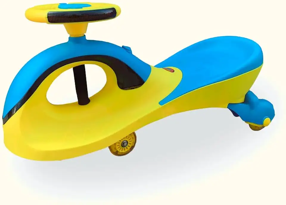 Gira Gira Car Neon Super LED Fenix – Carrinho Infantil Interativo 360°, Suporta até 100kg, Com Luzes nas Rodinhas (Azul e Amarelo)