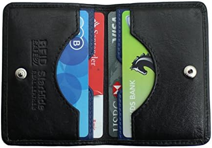 STARHIDE Mens Front Pocket RFID Blocking Minimalist Slim Leather Credit Cardholder Case 120 Black Blue