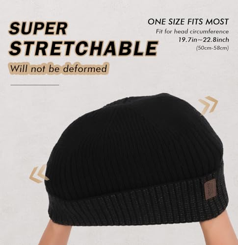 Image of Wmcaps Warm Beanie for Men Women, Fleece Lined Beanie Warm Winter Caps Unisex Fashion Knit Cuffed Cap