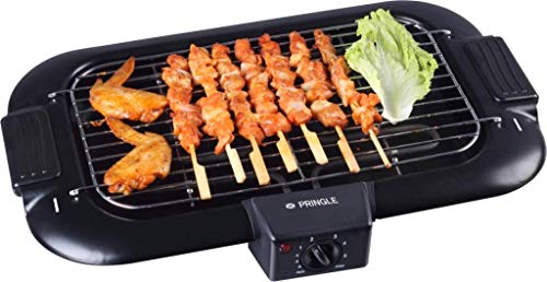 Pringle BBQ-1901 2000 watt Smoke Free Electric Barbeque Grill Maker with Free Bamboo Skewers (Black)