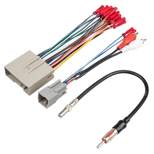 RED WOLF Radio Wiring Harness w/Antenna Adapter RCA Input for Ford F150 Focus Lincoln Mercury 2003-2013