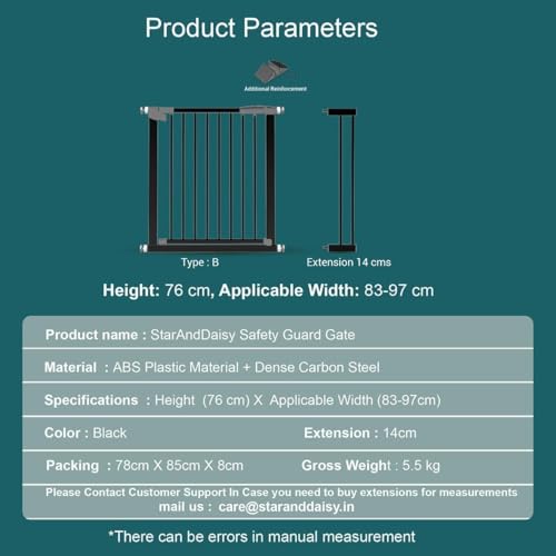 Image of StarAndDaisy Baby Safety Gate for Kids Home with Two Way Auto Close, No Dril Requried /Staircase Gate Baby Safety Retractable Door with Adjustable Linkage Lock