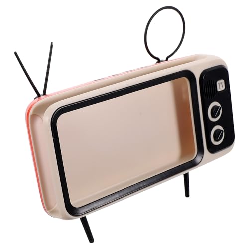 QUMIIRITY Soporte para Teléfono Celular y Altavoz con Diseño Retro TV Naranja Soporte de Escritorio para Smartphone Manos Libres para Móvil Compatible con Altavoz Inalámbrico