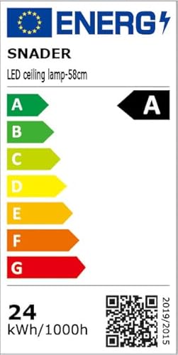 SNADER Deckenlampe LED 58CM - 24W LED Deckenleuchte Dimmbar & Nachtlicht - Deckenleuchte Flach mit Fernbedienung - LED Panel Lampe Ultraflache Design für Wohnzimmer Schlafzimmer Küche